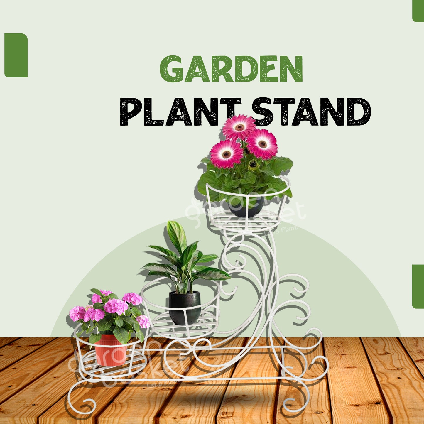 Zircon Three Bucket Plant Stand