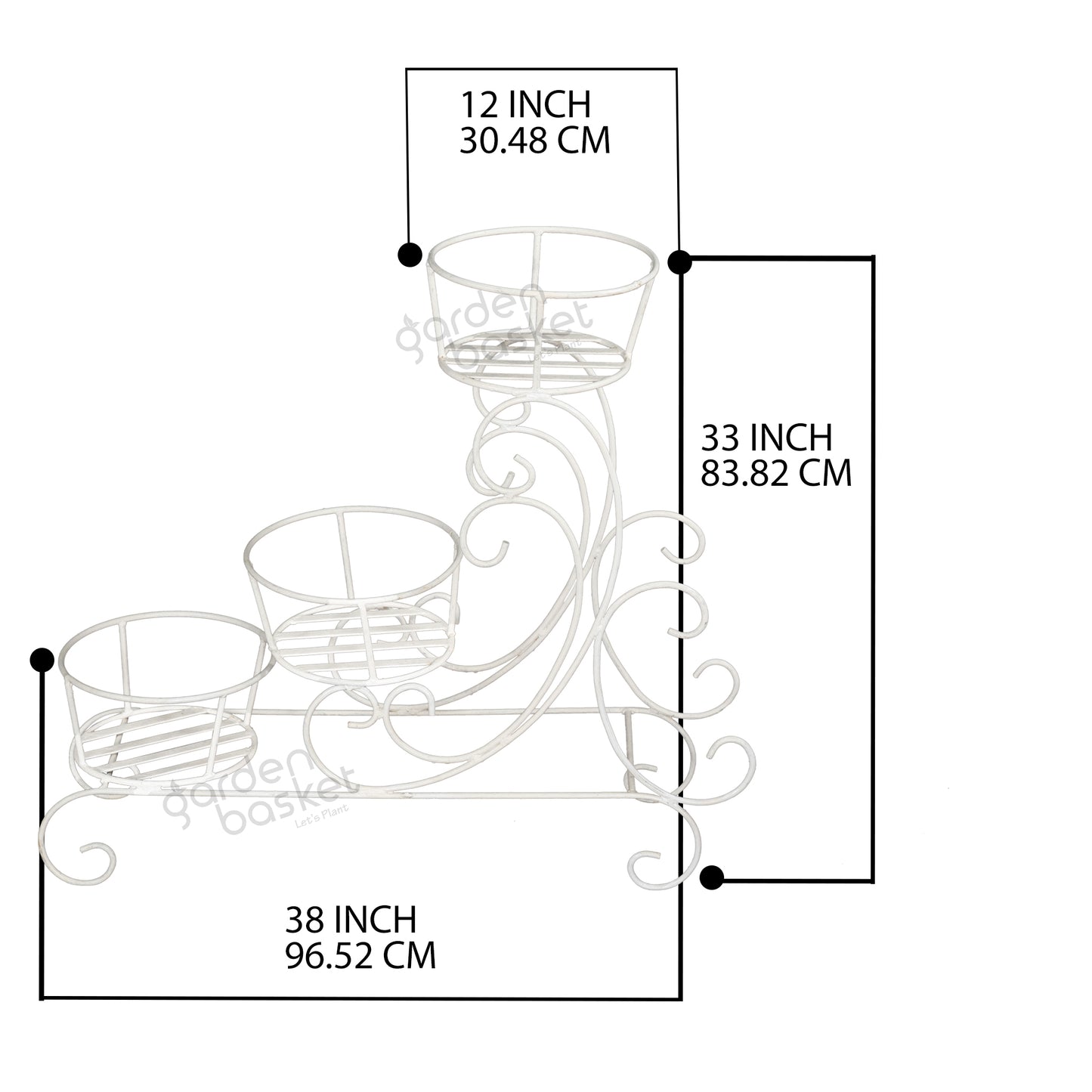 Zircon Three Bucket Plant Stand