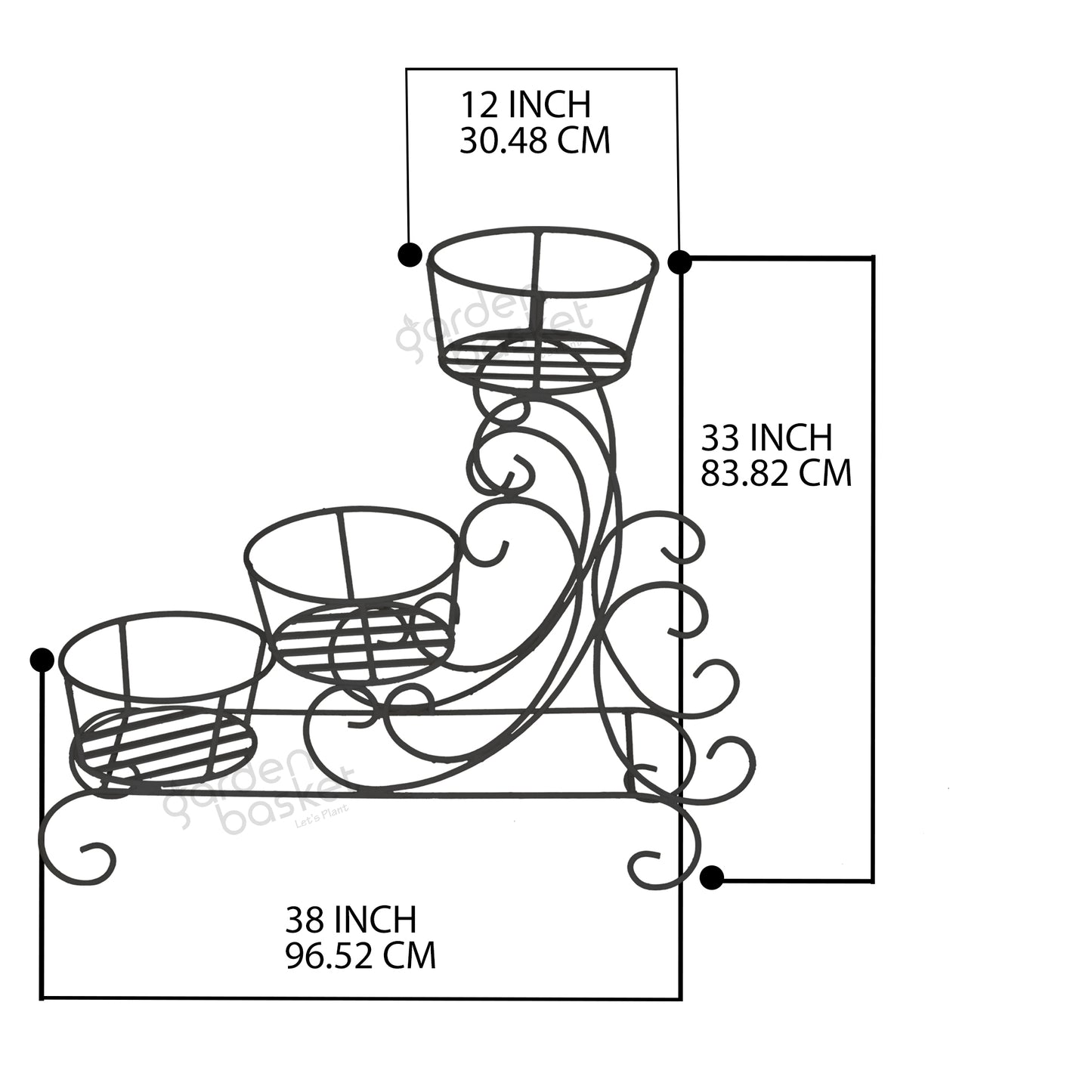Zircon Three Bucket Plant Stand
