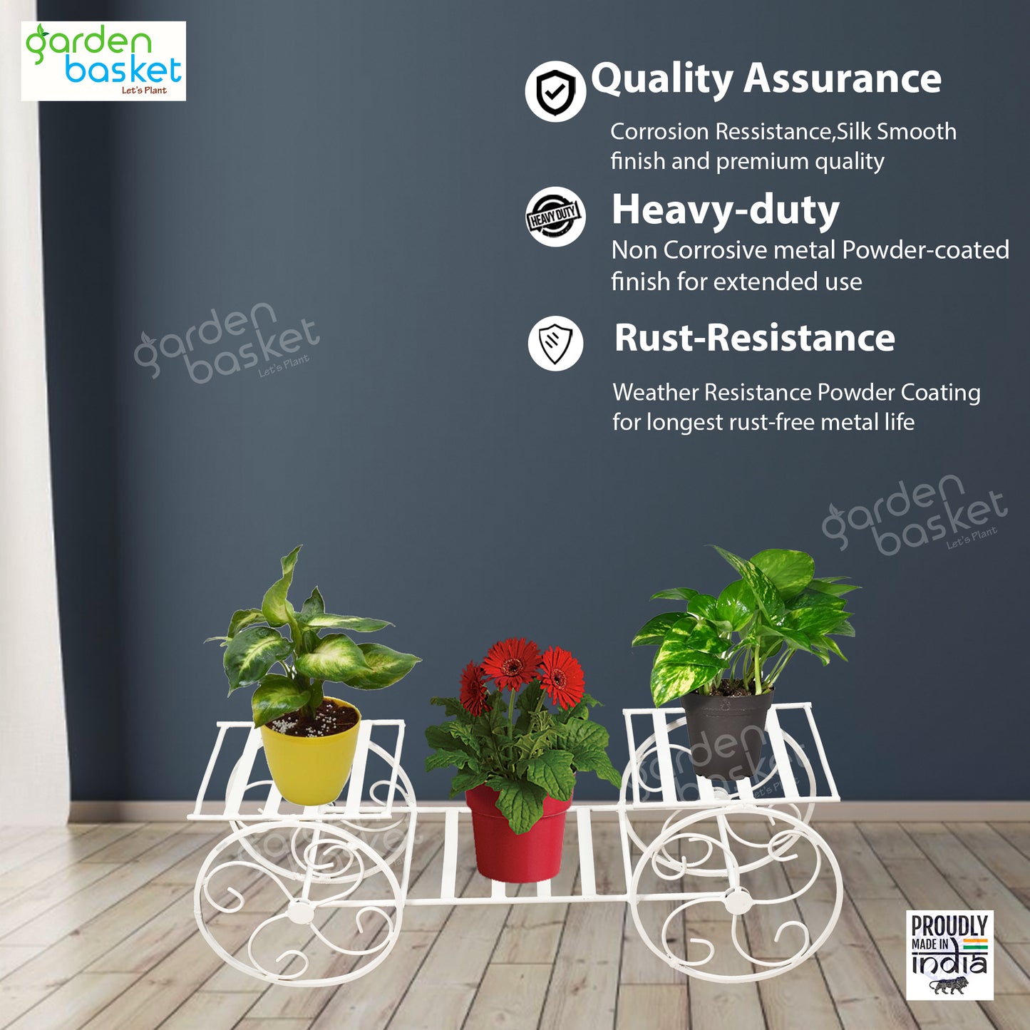 Four wheels planter stand for plants