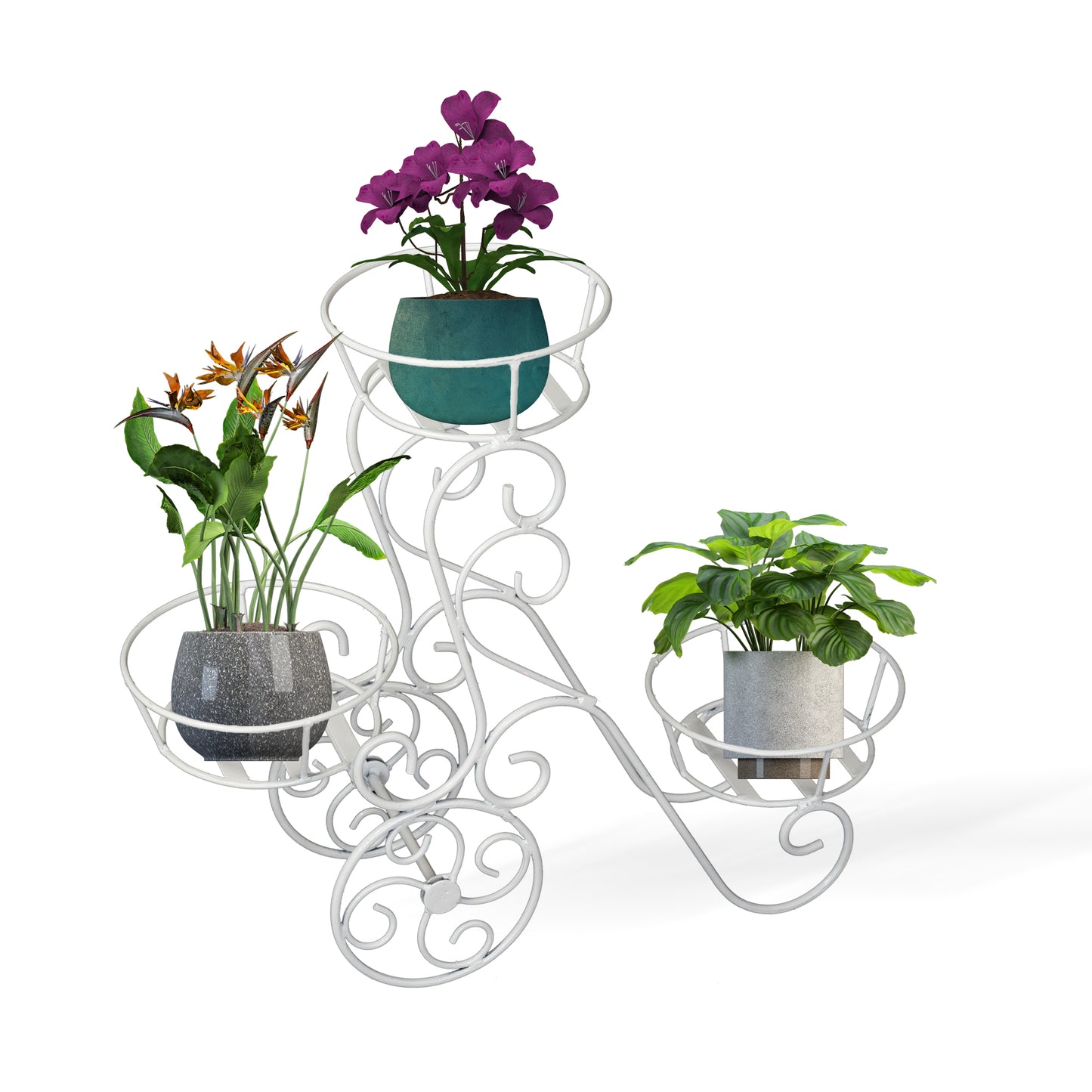 Wheel designed Three Plant Stand