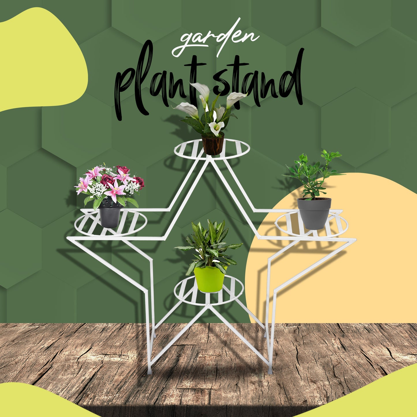 Star shape plant stand for pots