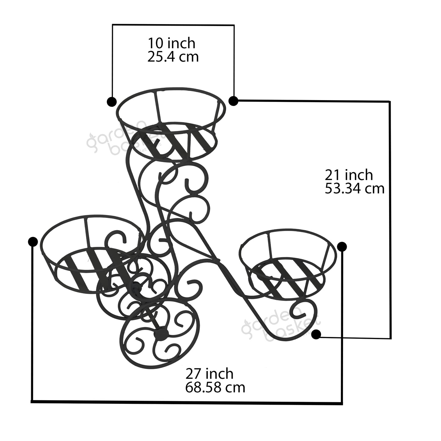 Wheel designed Three Plant Stand