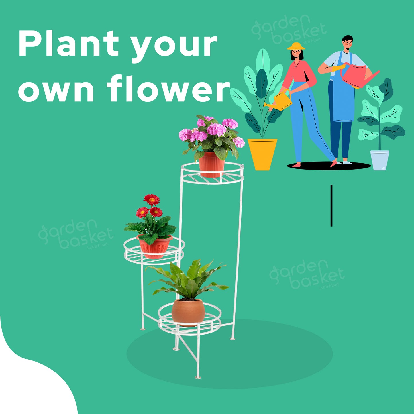 Round Three bucket Plant stand