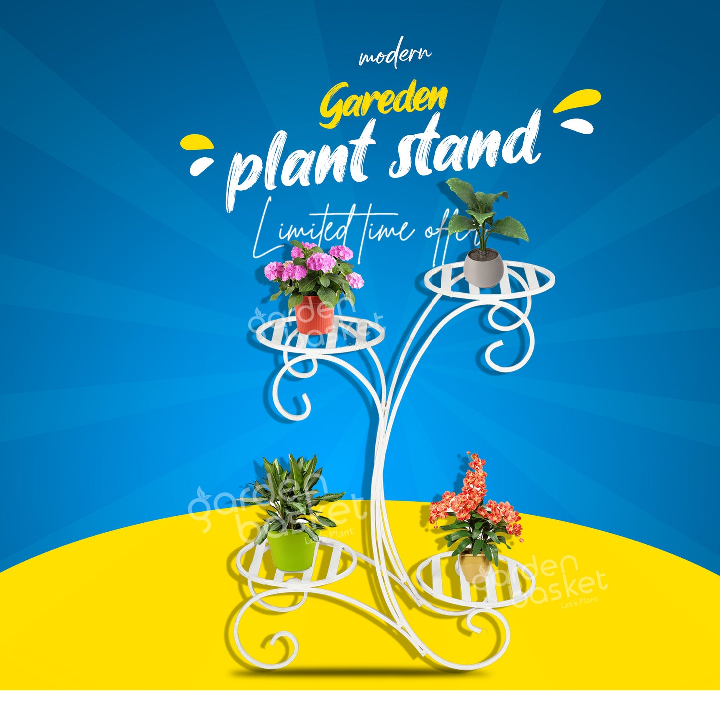Turquoise plant stand for pots