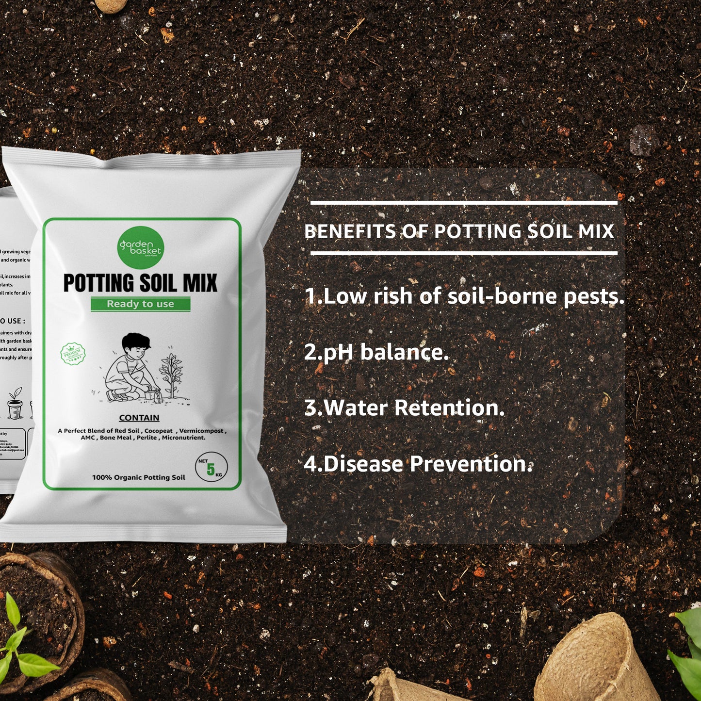 GardenBasket Potting Soil Mix for plants